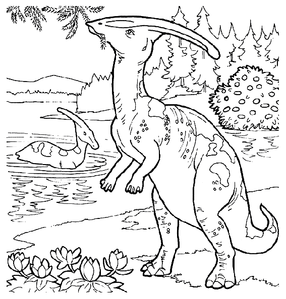 coloriage couple de parasaurolophus